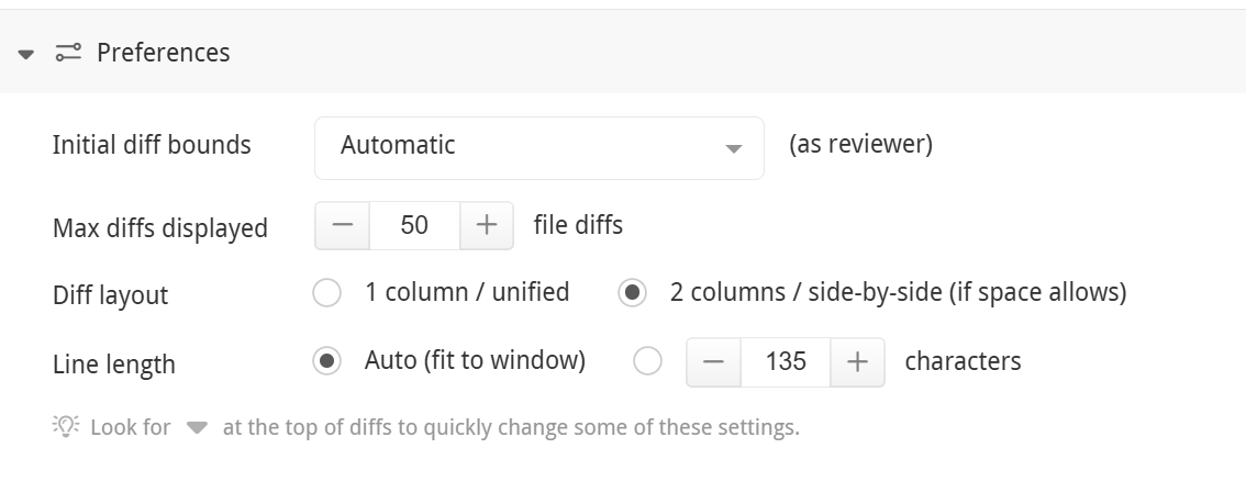 reviewable diff controls