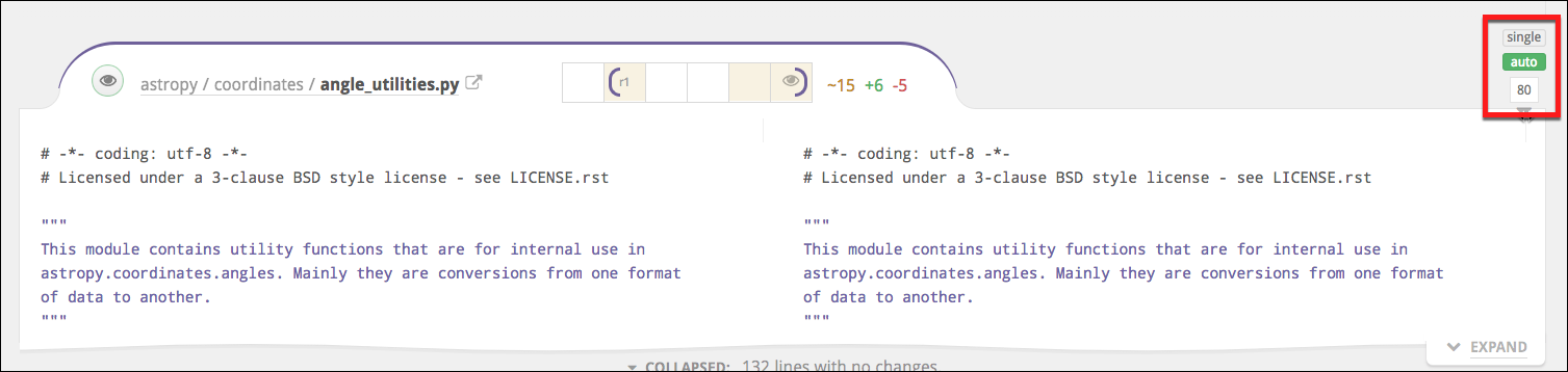 reviewable fill diffs width control