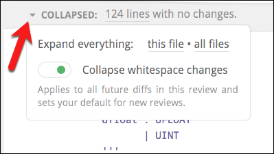 reviewable fill diffs collapsed drop down