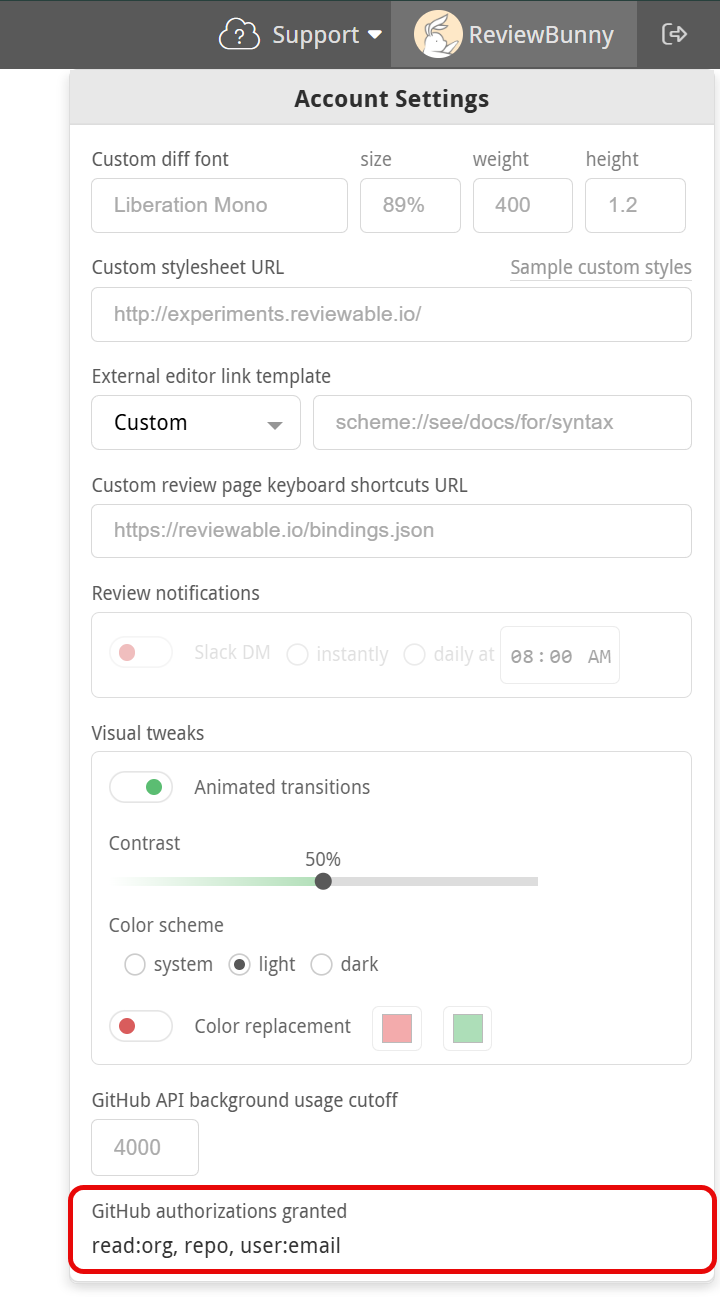 reviewable github authorizations