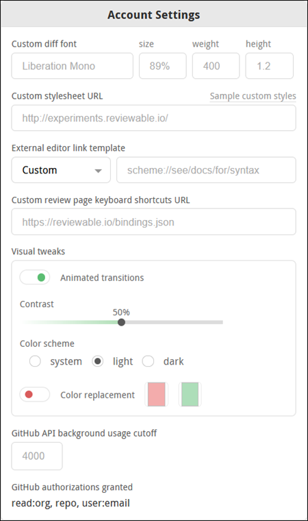 reviewable github authorizations
