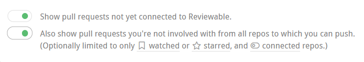 reviewable reviews list toggles